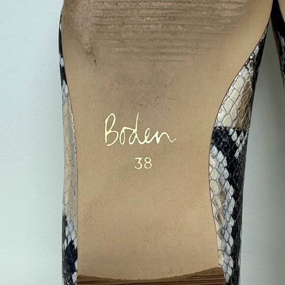 Boden Flats Olive Ballerinas Shoes Sz 38 Metallic Snake print Square toe - Picture 9 of 14